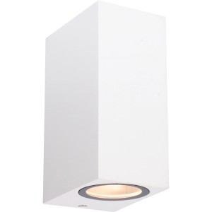 Moderne, weiße LED`s light Außenwandleuchte, eckig, 2-flammig für blendfreie Beleuchtung.
