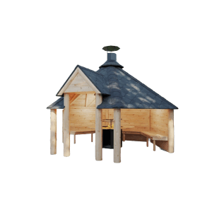Finn Art Blockhaus Grillhütte Grillkota Elegance 9qm offen mit Grillanlage Dachschindeln Schwarz