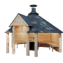 Finn Art Blockhaus Grillhütte Grillkota Elegance 9qm offen mit Grillanlage Dachschindeln Schwarz