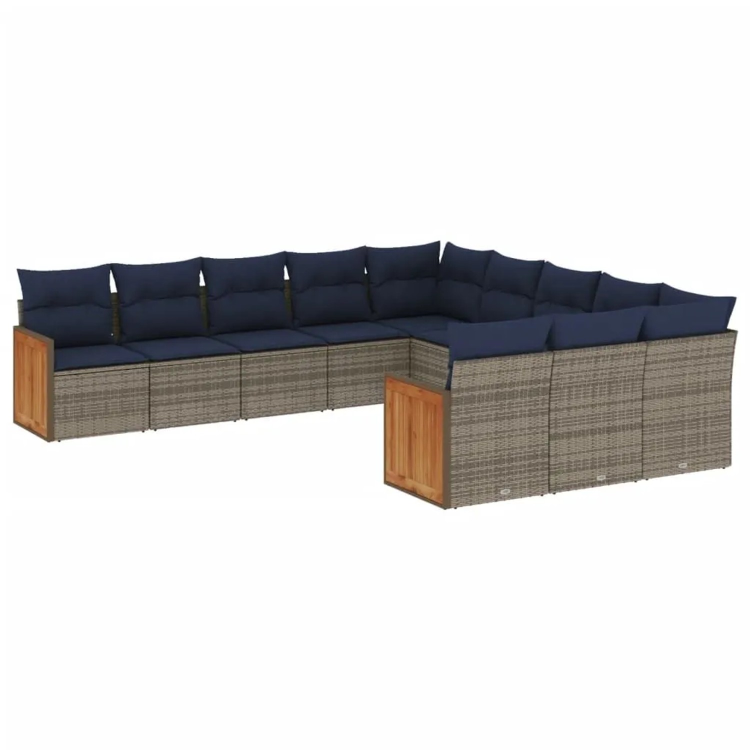 vidaXL 11-Tlg Gartensofa-Set mit Kissen Grau Polyrattan 3228112 günstig online kaufen