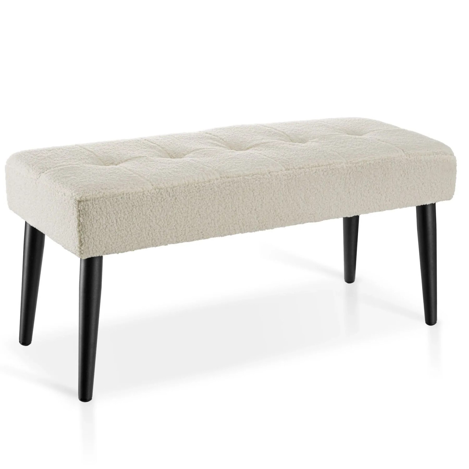 Tectake Sitzbank Glora Mit Samt Oder Bouclé Gepolstert  Elegantes Steppmuster  38 x 95 x 45 cm Bouclé Creme