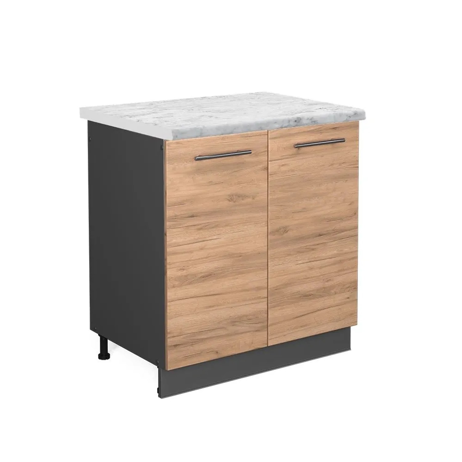 Vicco Spülenunterschrank Fame-Line Goldkraft Eiche Anthrazit 80 cm AP Marmor