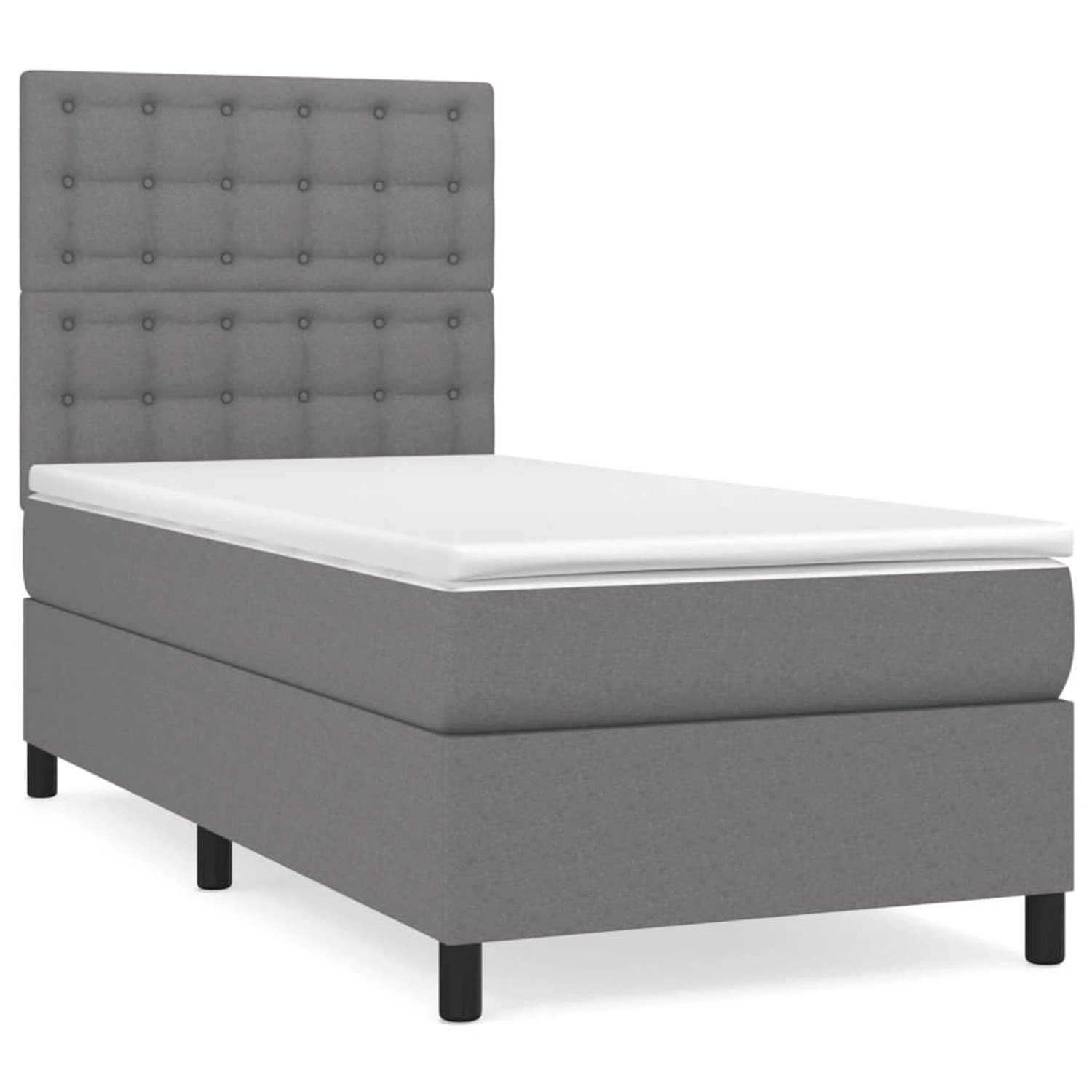 vidaXL Boxspringbett mit Matratze Dunkelgrau 90x200 cm Stoff 3142066 günstig online kaufen