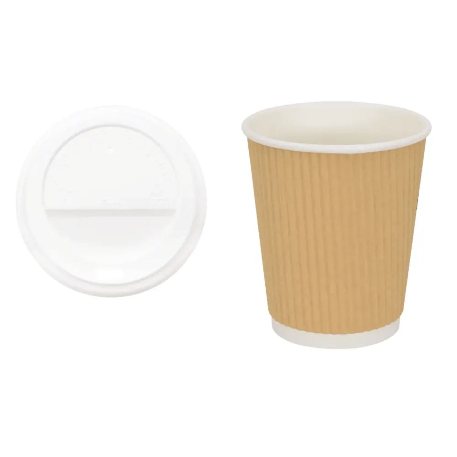 DELUKE Gewellte Pappbecher Braun 1000 Stück Mit Deckel 200ml Einwegbecher Getränkebecher Pappe Becher Einweg Kaffeebeche...