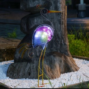 Marelida LED Paradiesvogel Gartenfigur Solarleuchte Metall Sensor Gartendeko Terrasse