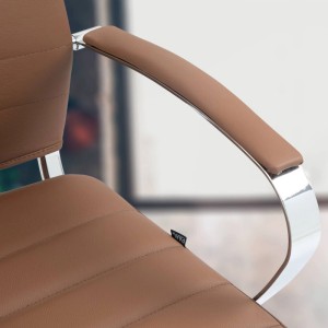 DELUKE Bürostuhl Ergonomisch EVOK Schreibtischstuhl Echtleder Höhenverstellbarer Drehstuhl Computerstuhl 130 Kg Hellbraun