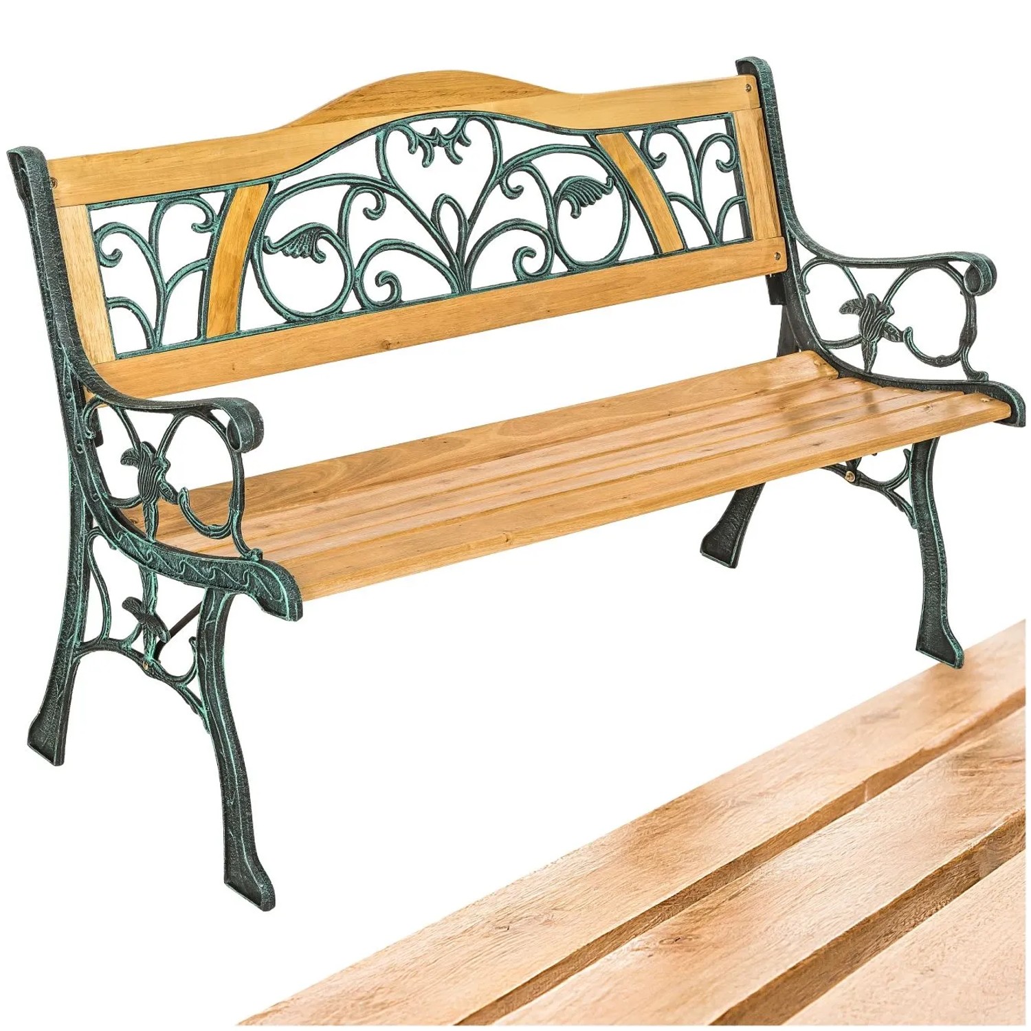 Tectake Gartenbank Kathi 2 Sitzer Aus Holz Und Gusseisen 124 X 60 X 38 Cm Braun