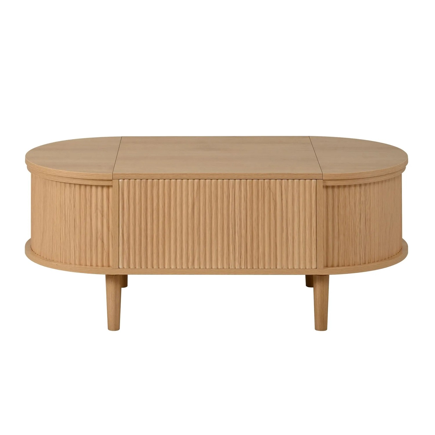 ModernLuxe Couchtisch Oval Höhenverstellbar Vintage mit Stauraum MDF Natur