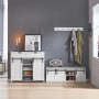 SoBuy Schuhbank mit Sitzfläche und Schiebetüren MDF Weiß FSR133-W_2
