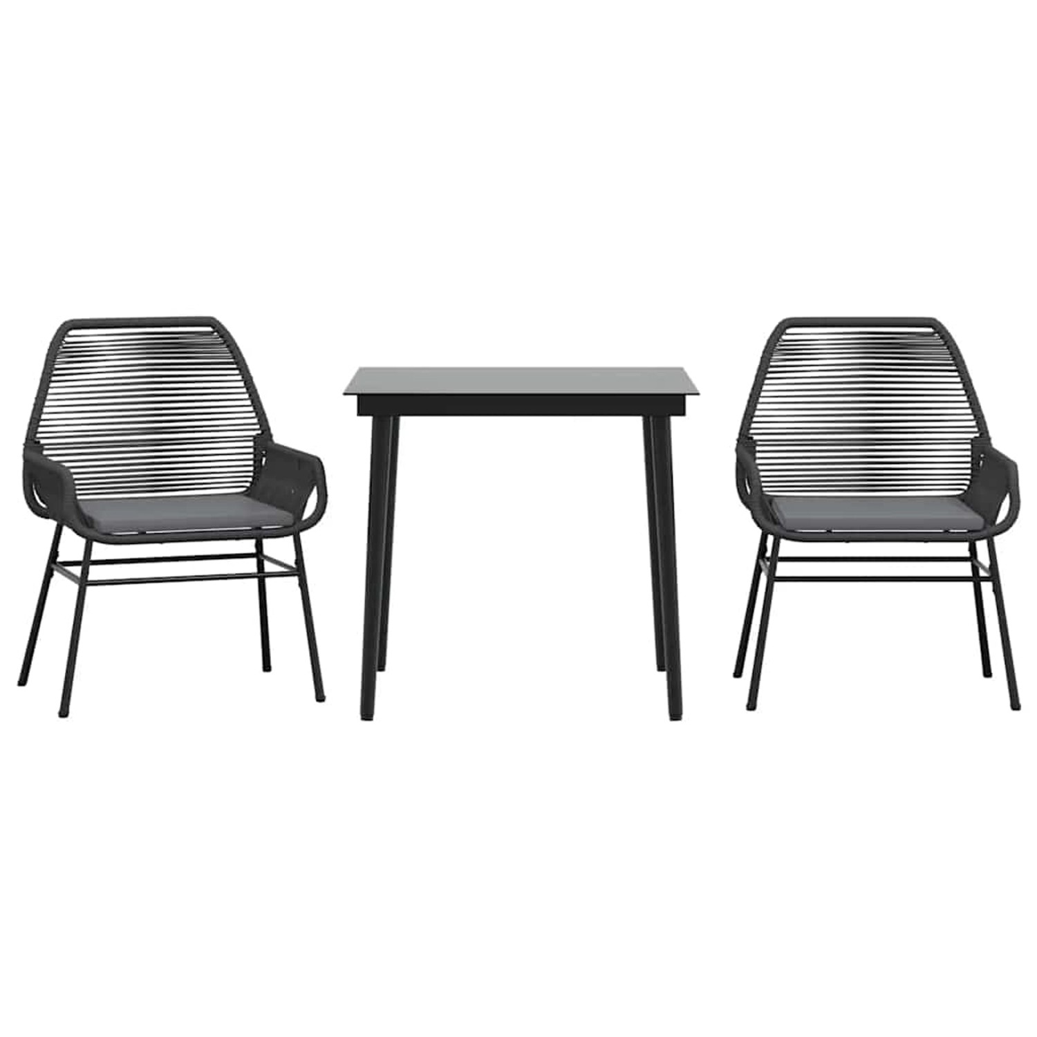 vidaXL 3-Tlg Garten-Essgruppe mit Kissen Schwarz Poly Rattan Glas 3334464 günstig online kaufen