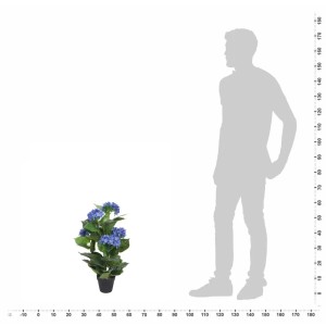 Künstliche Hortensie im Topf, 60 cm hoch, blaue Blüten, ideal als Deko-Element. 