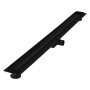 Schwarze LuxeBath Duschrinne, 100 cm, befliesbar, extra flach, doppelseitig.