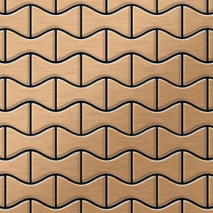 Gebürstete Kupfer Mosaikfliese aus Titan, Kismet-Design. Metallfliese für Wand und Boden.
