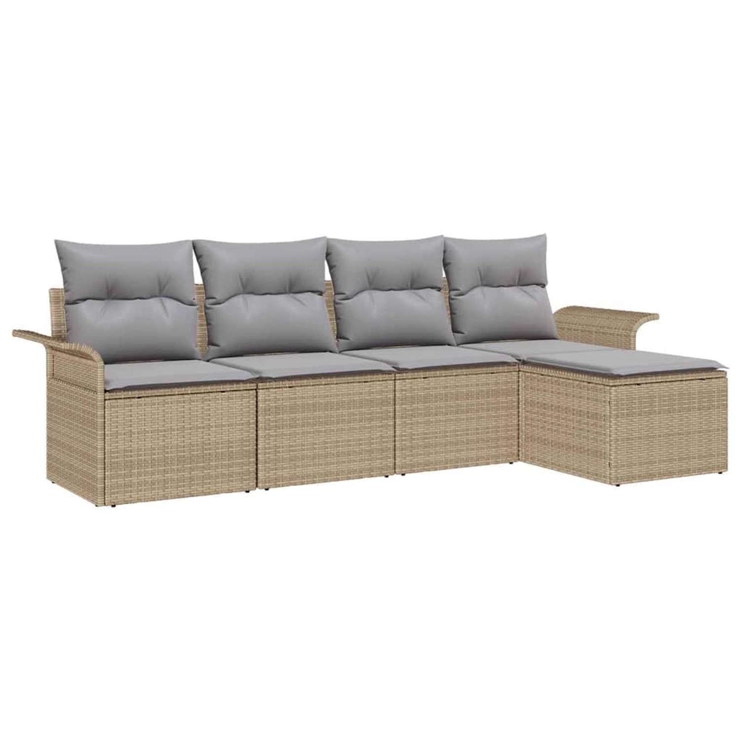 vidaXL Garten-Sofa-Set mit Kissen 5-Tlg Beige Poly Rattan 3345320 günstig online kaufen