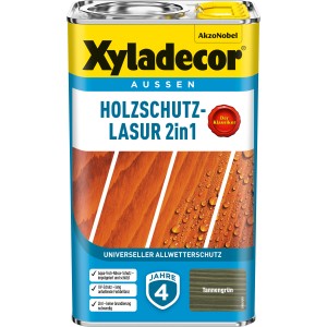 Xyladecor Holzschutz-Lasur 2in1, Tannengrün, 2,5 l Dose. Holzlasur für Aussen.