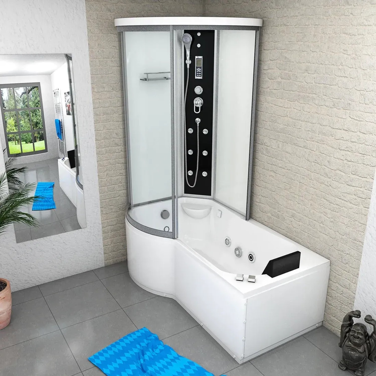 AcquaVapore Whirlpool-Duschkombination 100x170 mit Duschkabine und Wanne.
