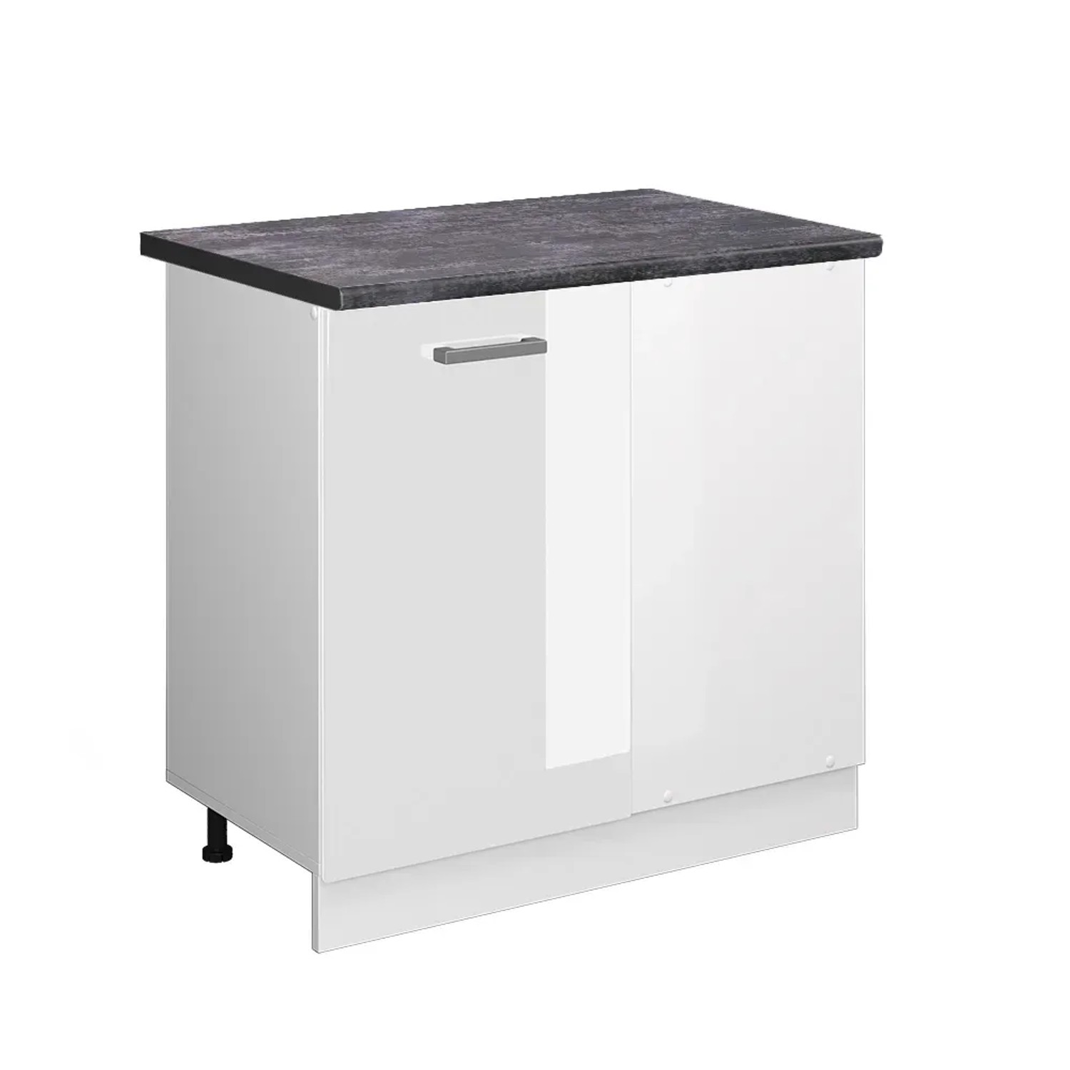 Vicco Eckunterschrank R-Line Küchen Eckschrank Weiß Hochglanz/Weiß 86 cm AP Anthrazit