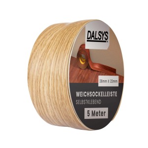 Dalsys Weichsockelleiste selbstklebend, 5m Rolle in Eiche Optik.