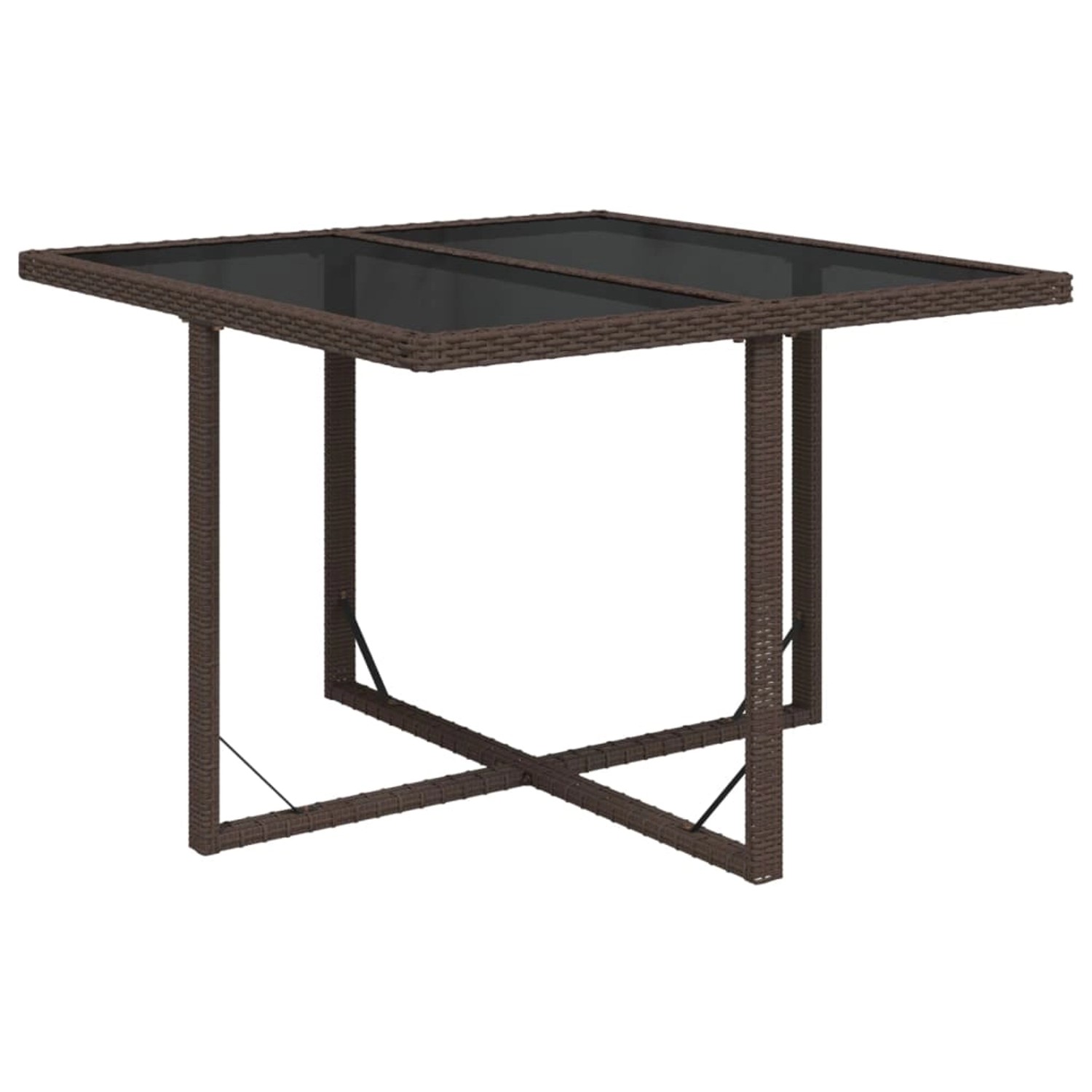 vidaXL Gartentisch Braun 109x107x74 cm Poly Rattan und Glas 316788