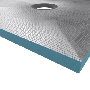 Aurlane Duschboard 90x90 befliesbar mit Ablauf, Detailansicht.