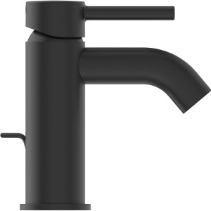 Ideal Standard Ceraline Waschtischarmatur in Silk Black mit Zugknopf-Ablaufgarnitur.