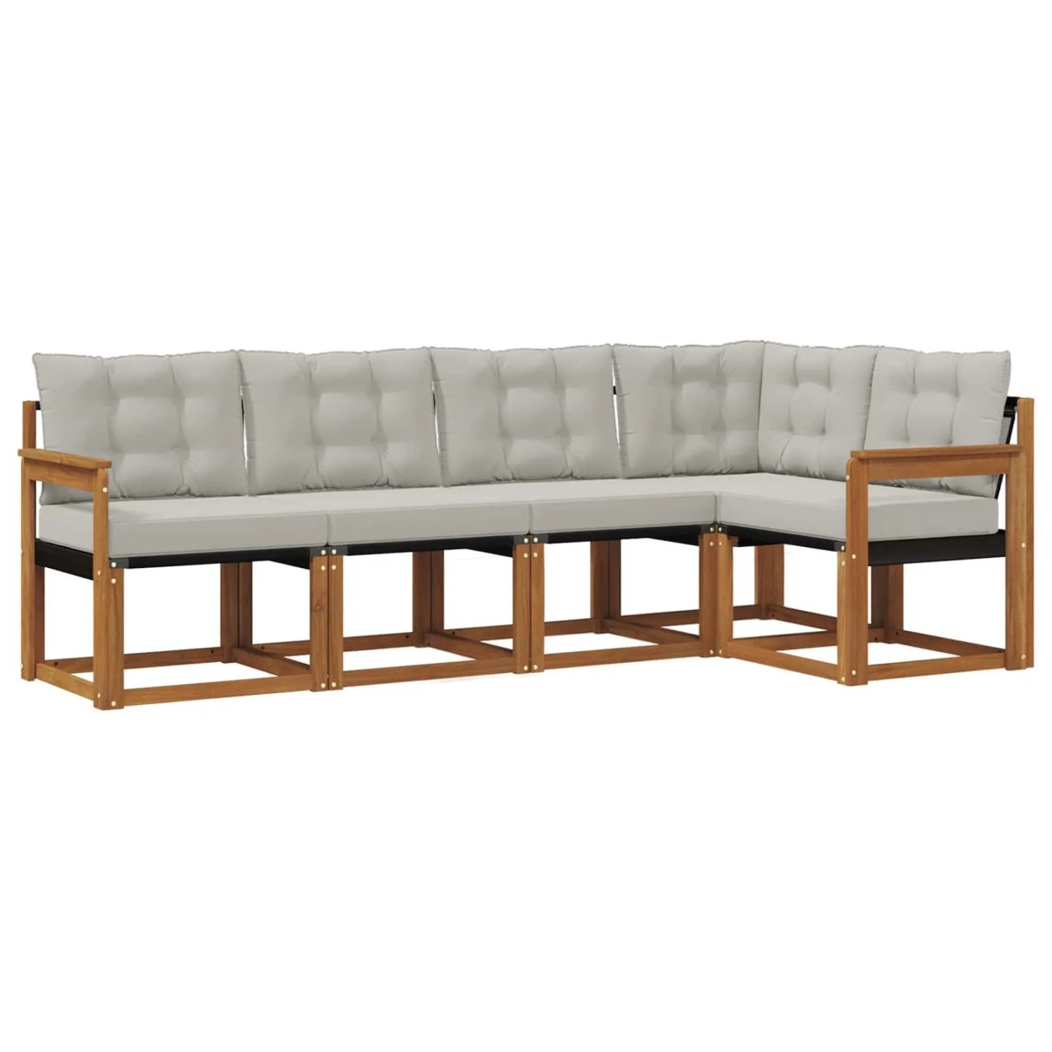 vidaXL Outdoor-Sofagarnitur mit Kissen 5-Tlg Natur und Hellgrau 3368658
