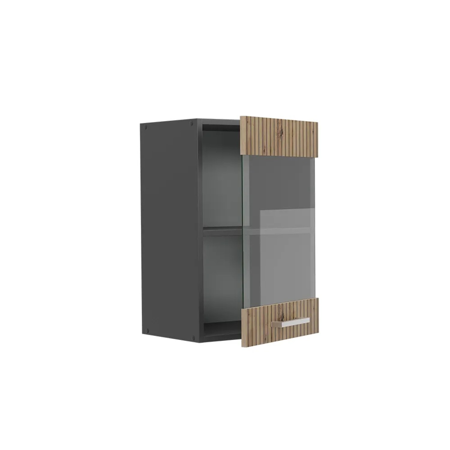 Vicco Küchen Glashängeschrank R-Line in Artisan Eiche/Anthrazit, 40 cm breit.