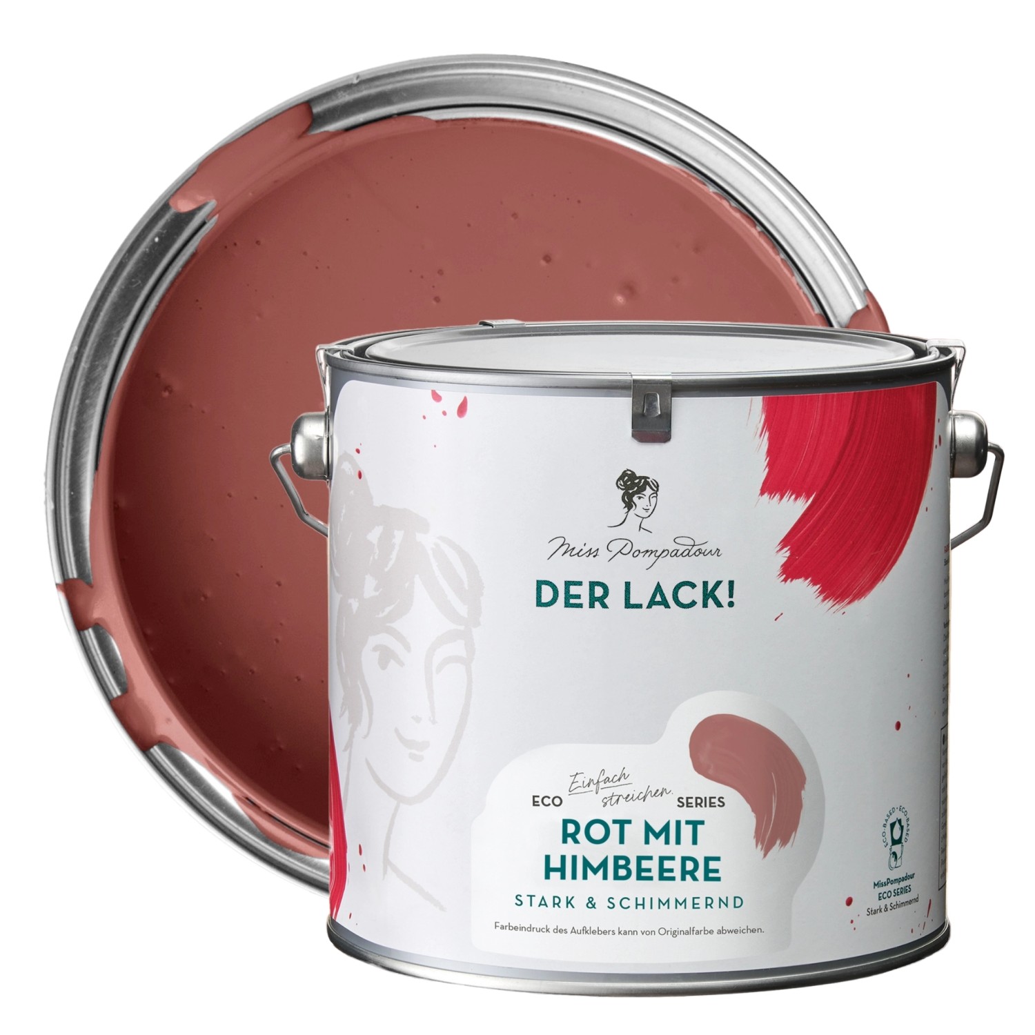 MissPompadour Holzfarbe Rot mit Himbeere 2,5L Seidenmatte Möbelfarbe Innen & Außen