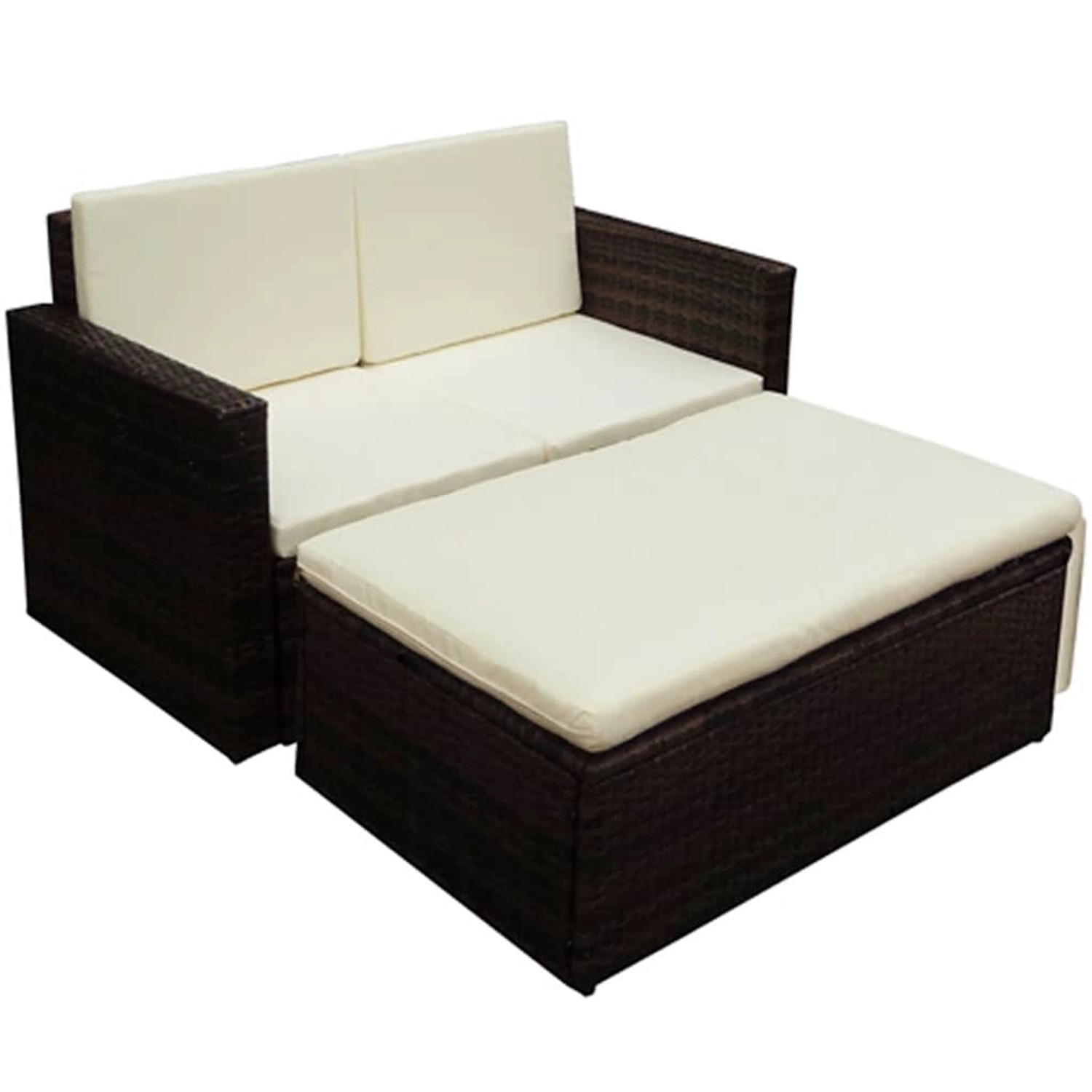 vidaXL 2-Tlg Garten-Lounge-Set mit Kissen Poly Rattan Braun 42833