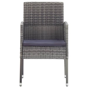 vidaXL Gartenstühle mit Kissen in Dunkelgrau 2 Stk Grau Polyrattan 318705