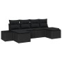 Schwarzes 6-teiliges Garten-Sofa-Set aus Poly Rattan mit Kissen von vidaXL.