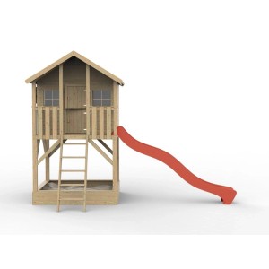 Prestige Garden Stelzenhaus Big House mit Sandkasten KDI Inklusive Rutsche Rot