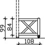Technische Zeichnung: Skan Holz Brüstung Andreaskreuz, 108x84 cm, Fichte, Schiefergrau, Maße