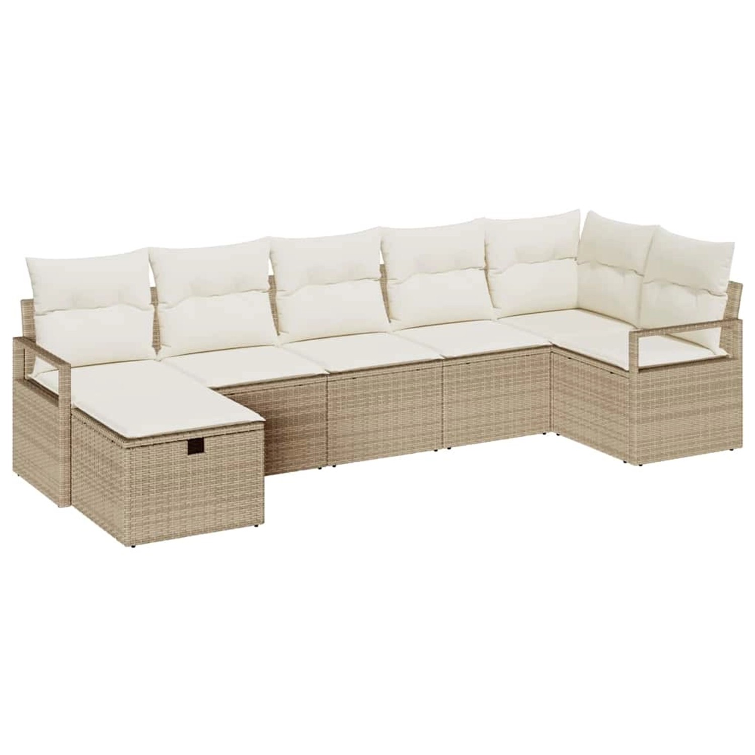 vidaXL 7-Tlg Garten-Sofagarnitur mit Kissen Beige Poly Rattan 3360532 günstig online kaufen