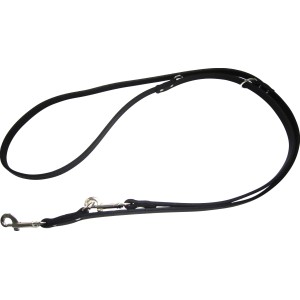 Schwarze Heim Hunde-Vorführleine aus Softleder, 240 cm lang und 20 mm breit.