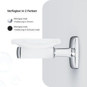 AM.PM Seifenschale Gem Chrom mit Wandhalterung aus Glas, Milchglas matt.