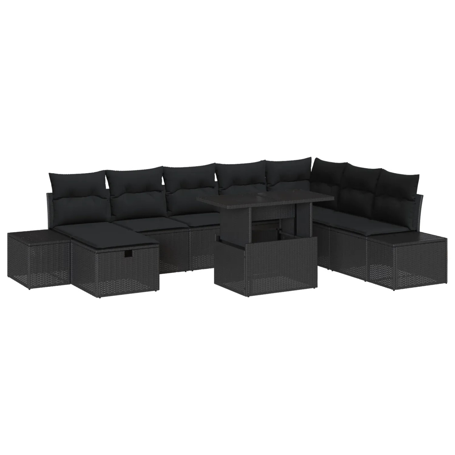 vidaXL Garten-Sofa-Set Höhenverstellbar 9-Tlg Schwarz Poly Rattan 3361232 günstig online kaufen