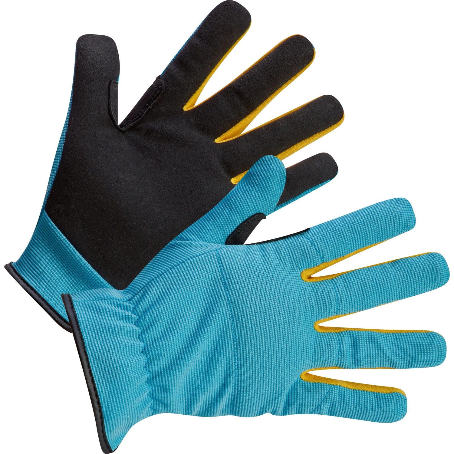 LUX Gartenhandschuhe Kids Perfect Fit Gr. 6: Blaue Kinder Arbeitshandschuhe mit gelben Details.