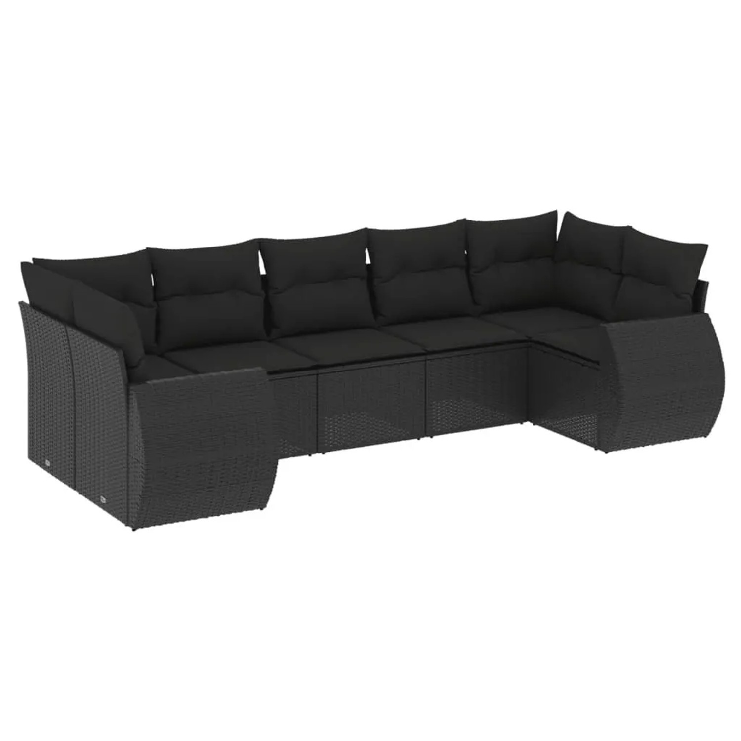 vidaXL 7-Tlg Garten-Sofagarnitur mit Kissen Schwarz Poly Rattan 3221784 günstig online kaufen
