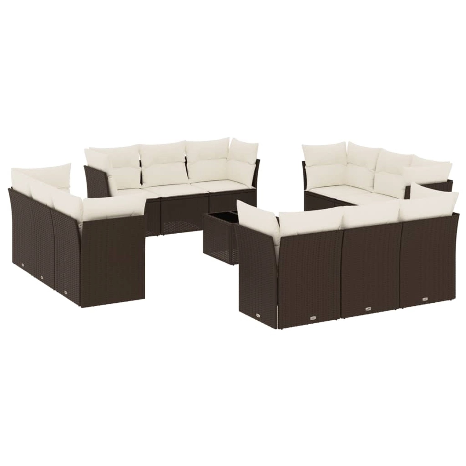 vidaXL 13-Tlg Garten-Sofagarnitur mit Kissen Braun Poly Rattan 3249182 günstig online kaufen