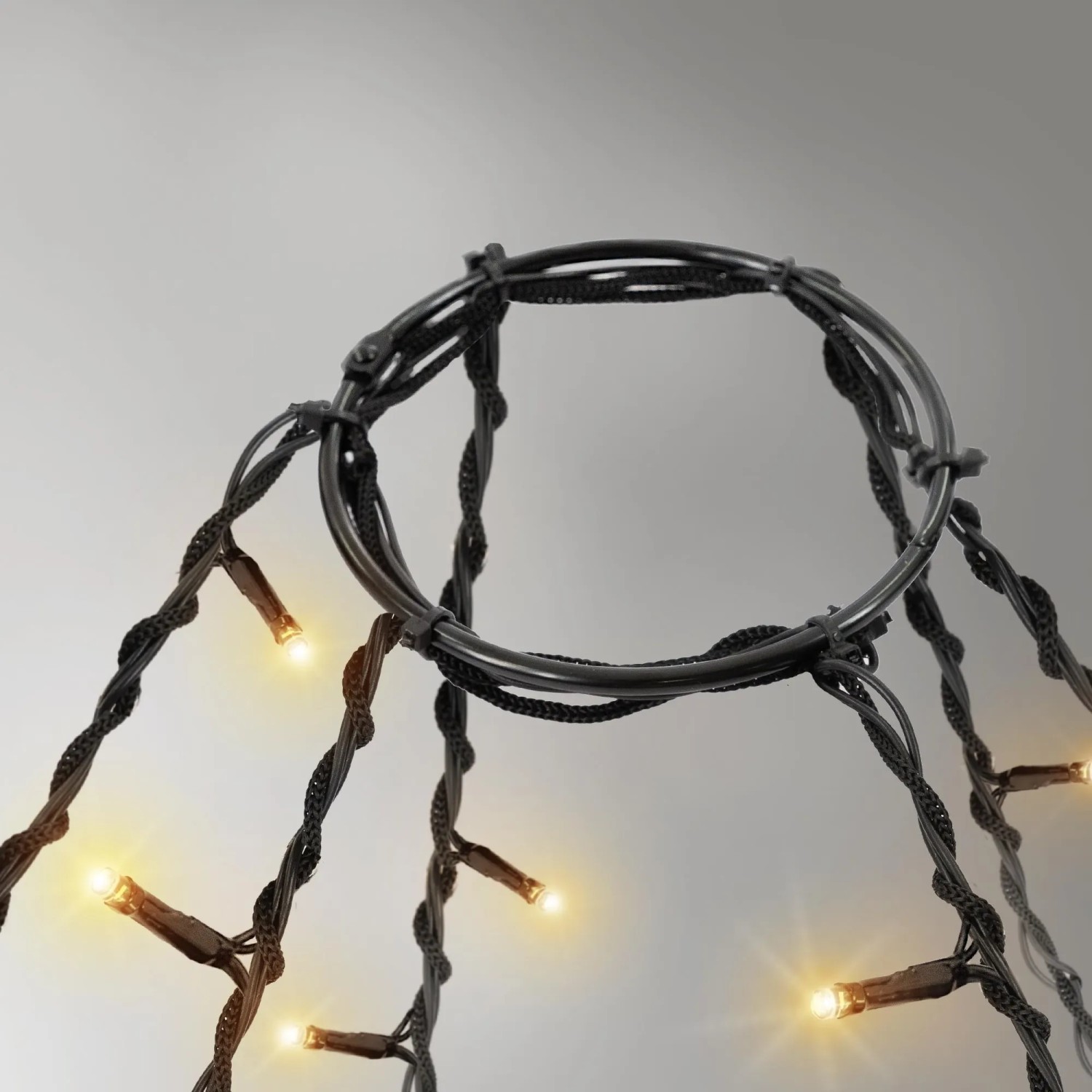 ECD Germany Lichterkette für Fahnenmast, 6 Stränge, 192 warmweiße LEDs, Weihnachtsbeleuchtung.