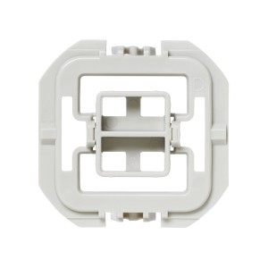 Homematic IP Adapter für Düwi Schalterserien. Heller Kunststoffadapter zur Integration in Hausautomation.