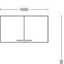 Technische Zeichnung der Flex-Well Miniküche Joelina, 100 cm, in Weiß matt und Beton Grau mit Maßen.