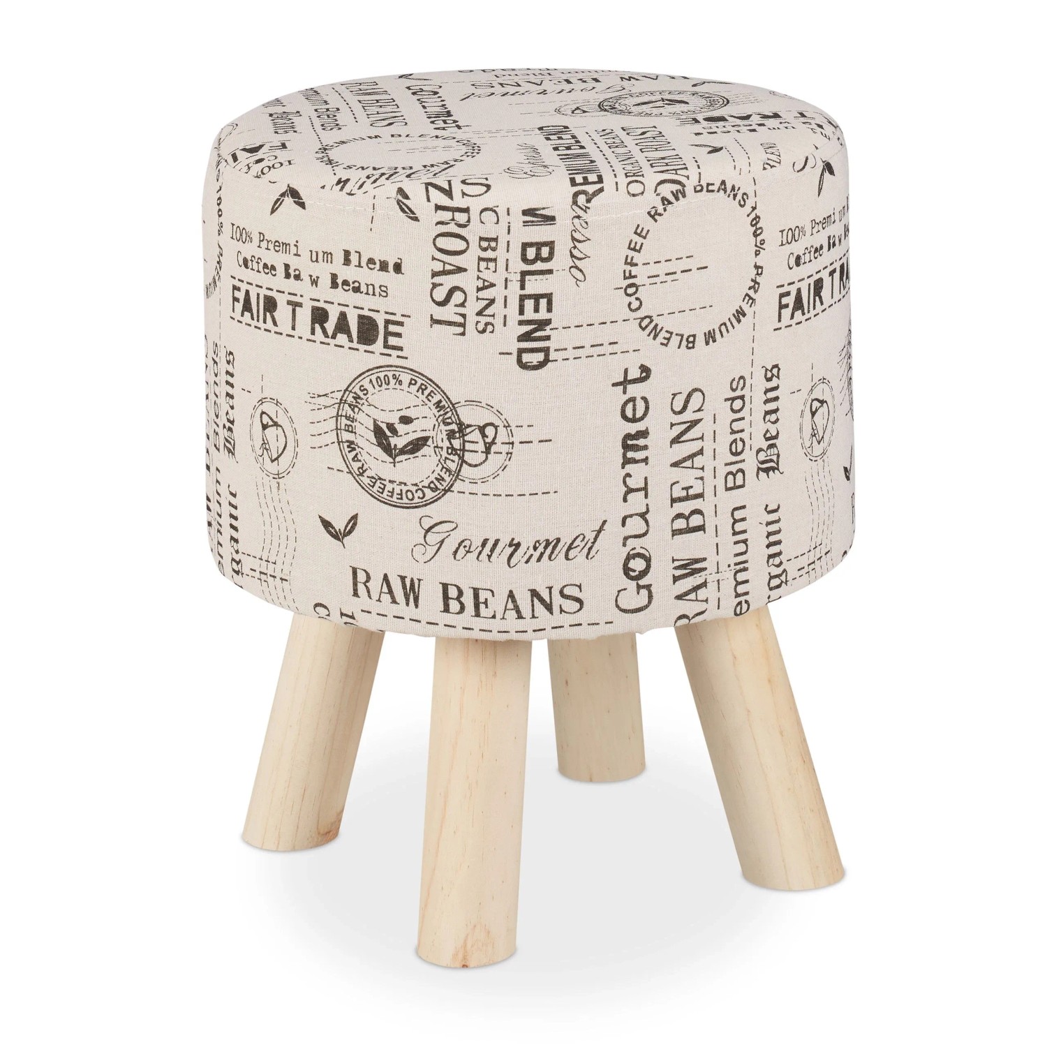 Relaxdays Sitzhocker Stoff Creme Gepolstert 38 cm x 32 cm 2,5 kg