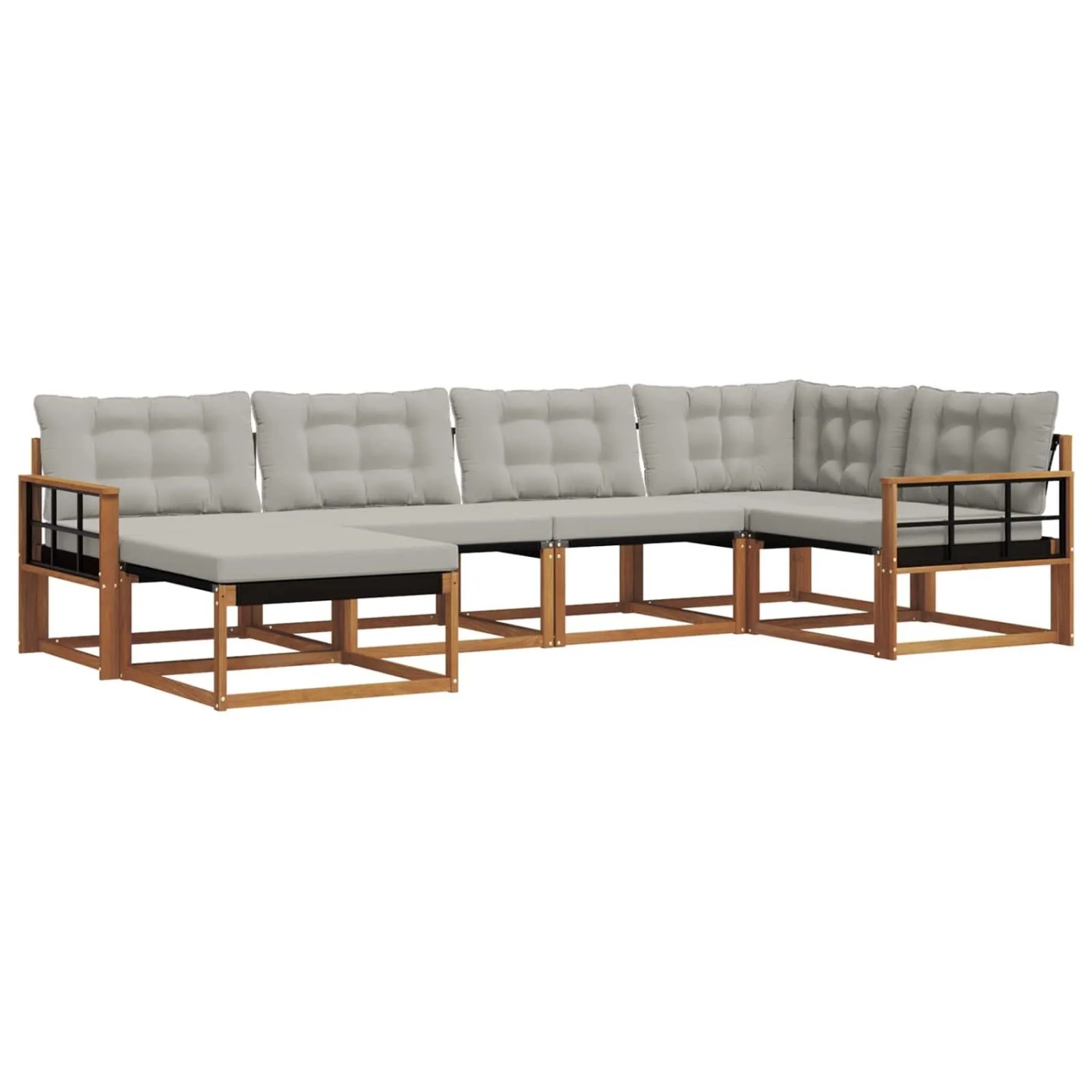 vidaXL Outdoor-Sofagarnitur mit Kissen 6-Tlg Natur und Hellgrau 3369630
