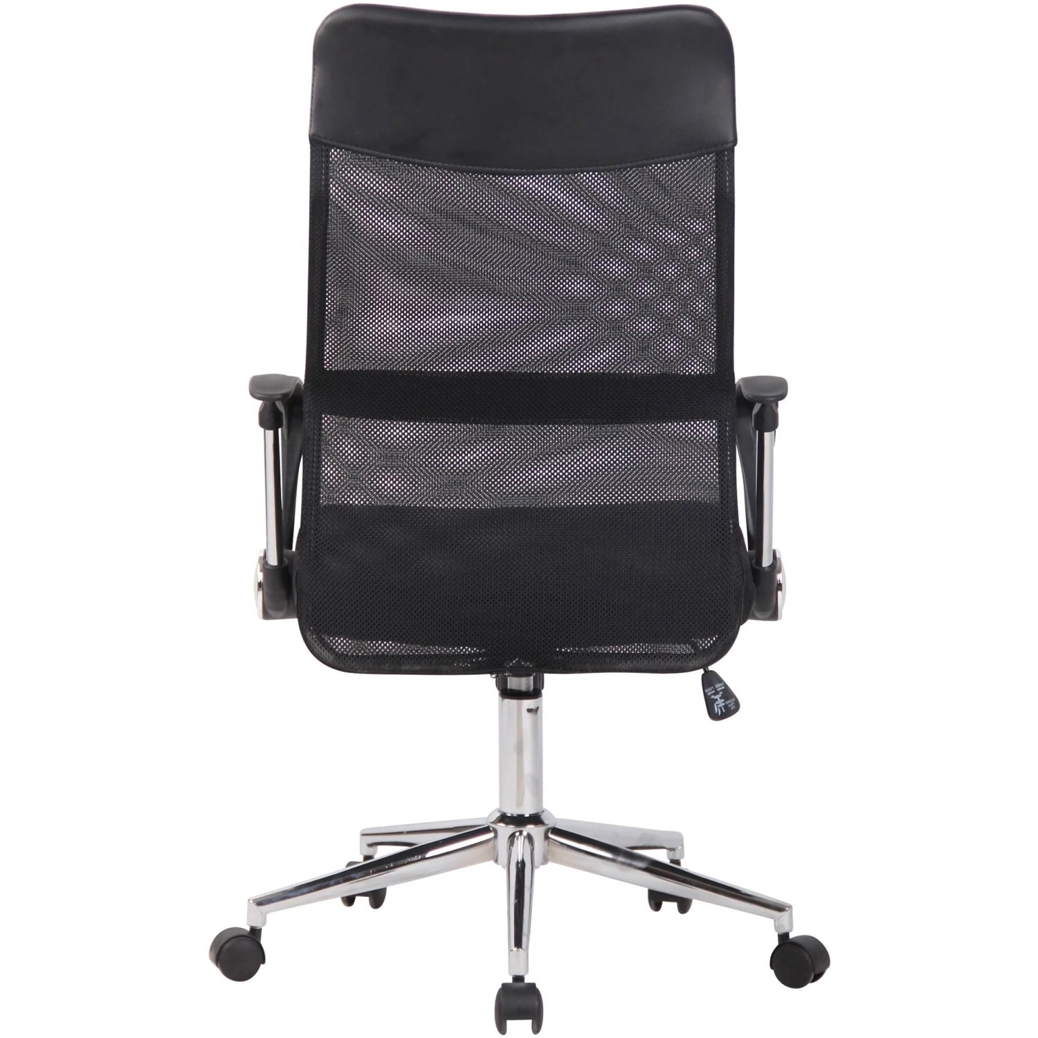 Ergonomischer DELUKE Bürostuhl MELO mit Netzbespannung, höhenverstellbar, bis 140 kg belastbar, Rückansicht.