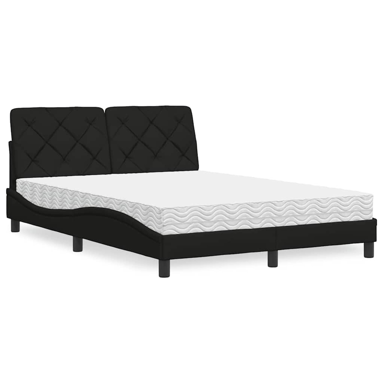 vidaXL Bett mit Matratze Schwarz 140x190 cm Stoff 3310736