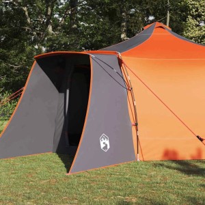 vidaXL Tipi Zelt mit Dach Grau und Orange 492 x 492 x 275 cm Stoff 42000989