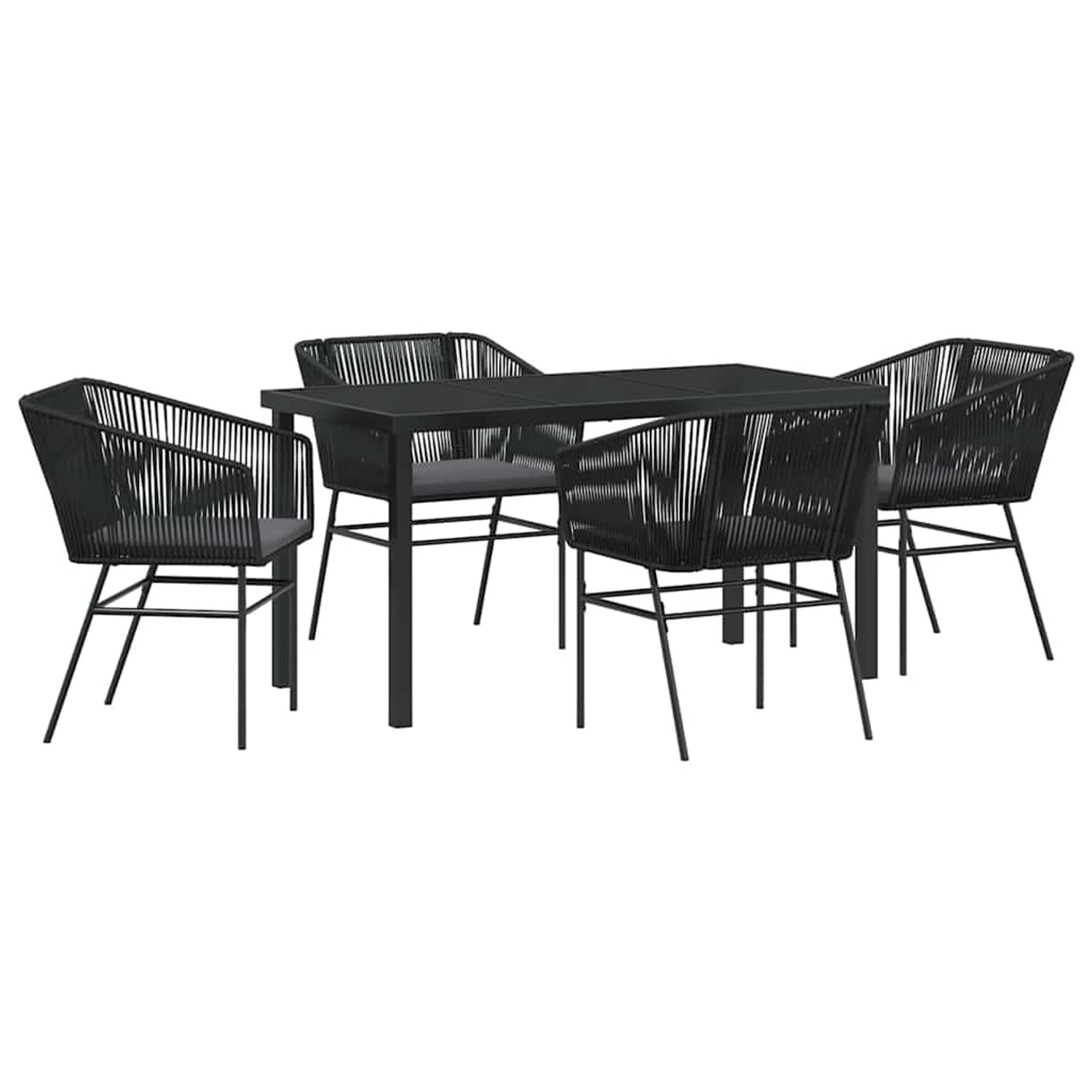 vidaXL 5-Teiliges Gartentischset mit Kissen in Schwarz aus Poly Rattan 3380 günstig online kaufen