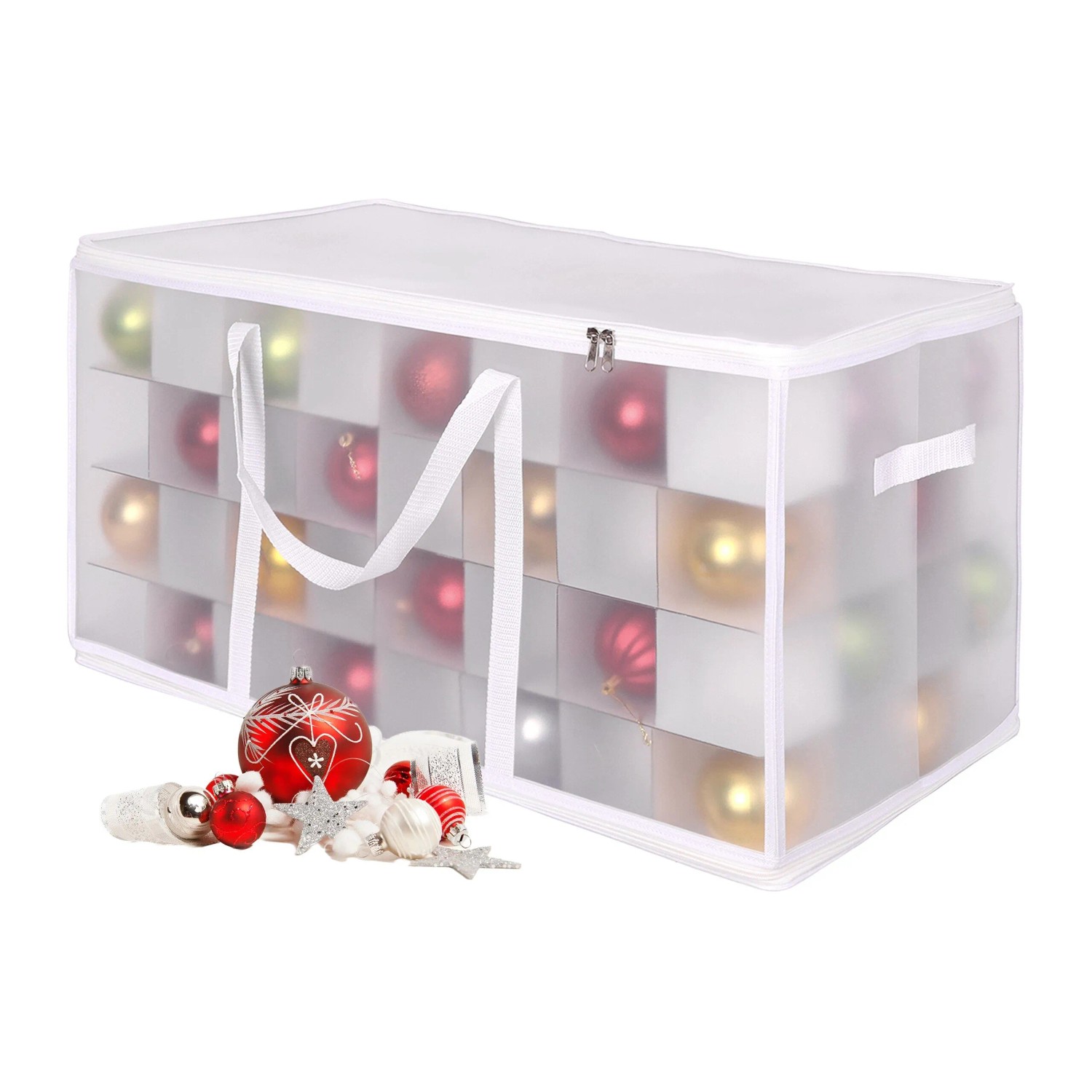 Relaxdays Weihnachtskugel Aufbewahrungsbox Kunststoff Weiß Verstellbar 37 cm x 73 cm x 36 cm 2 kg